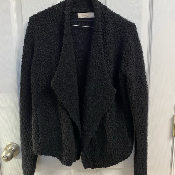Ann‎ Taylor LOFT Black (S Petite) Italian Yarn Wool Open Front Cardigan-soft - Picture 1 of 6